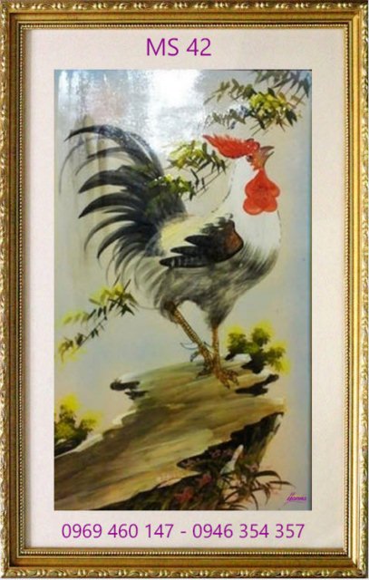Tranh thêu con gà Tranh thêu con gà