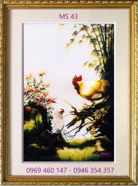 Tranh thêu con gà Tranh thêu con gà