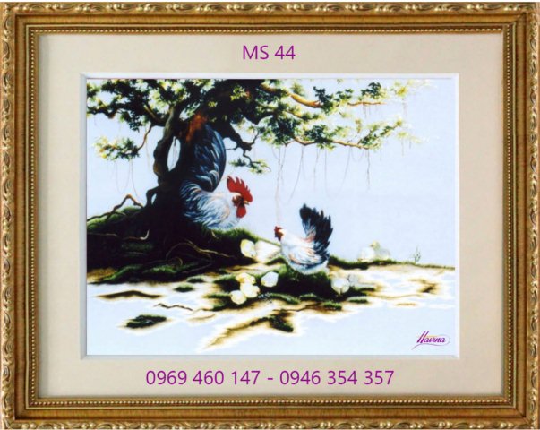 Tranh thêu con gà Tranh thêu con gà