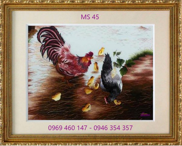 Tranh thêu con gà Tranh thêu con gà