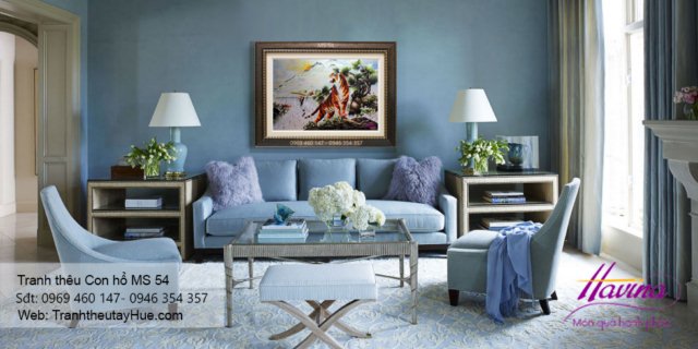 Tranh thêu con hổ treo phòng khách