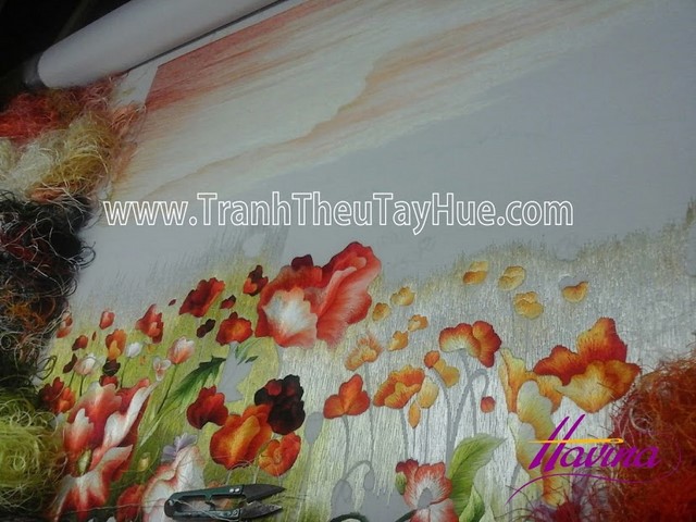 Tranh thêu hoa colico mã số 68 sắp hoàn thành Tranh thêu hoa colico mã số 68 sắp hoàn thành