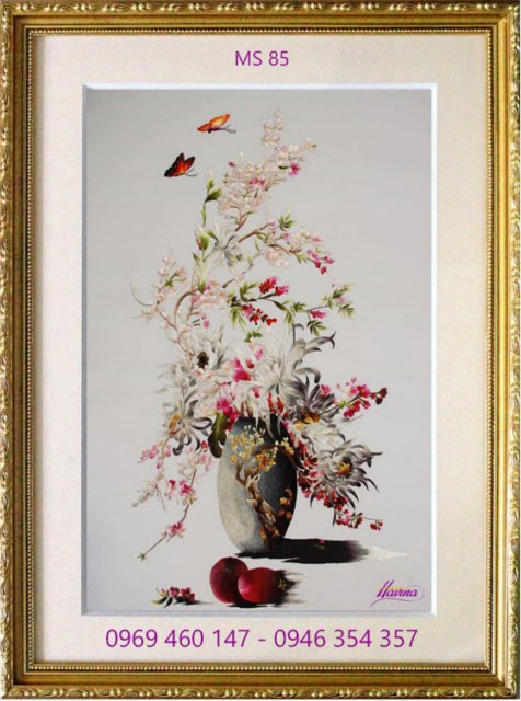 Tranh thêu khoe sắc bốn mùa treo phòng khách Tranh thêu khoe sắc bốn mùa treo phòng khách