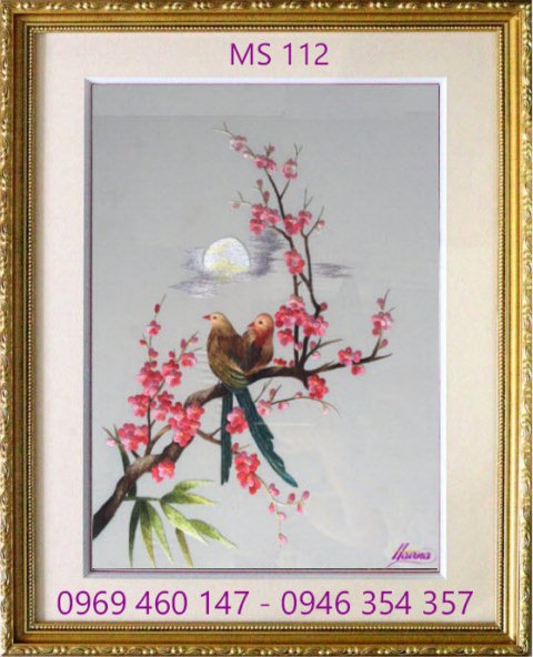 Tranh thêu hoa đào