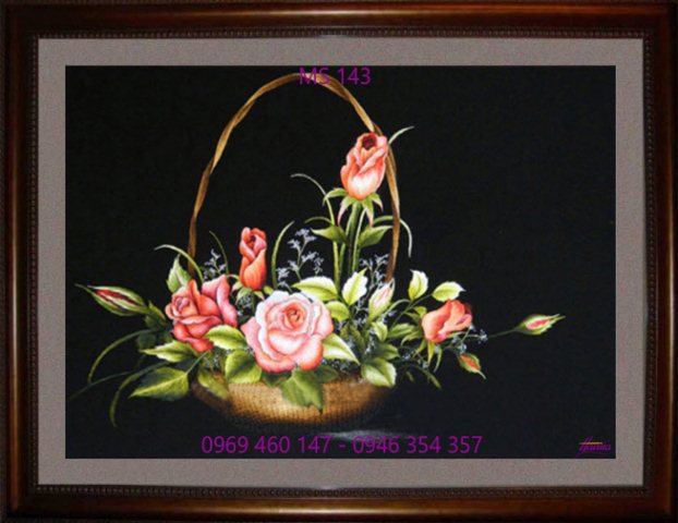 Tranh thêu hoa hồng món quà dành tặng tân gia Tranh thêu hoa hồng món quà dành tặng tân gia
