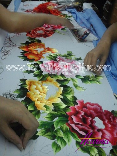 tranh thêu hoa mẫu đơn 03 tranh thêu hoa mẫu đơn 03