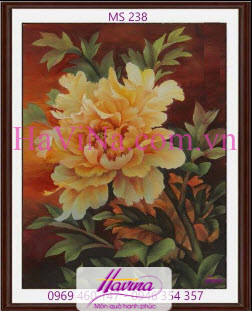 Tranh thêu hoa mẫu đơn