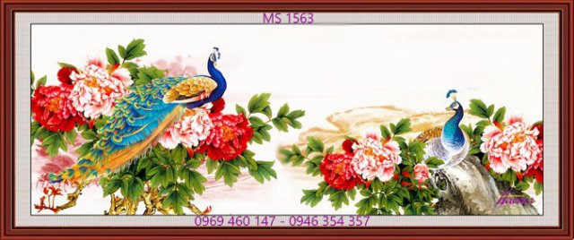 Tranh thêu hoa mẫu đơn 9 bông Tranh thêu hoa mẫu đơn 9 bông