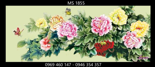 Tranh thêu hoa mẫu đơn 9 bông Tranh thêu hoa mẫu đơn 9 bông