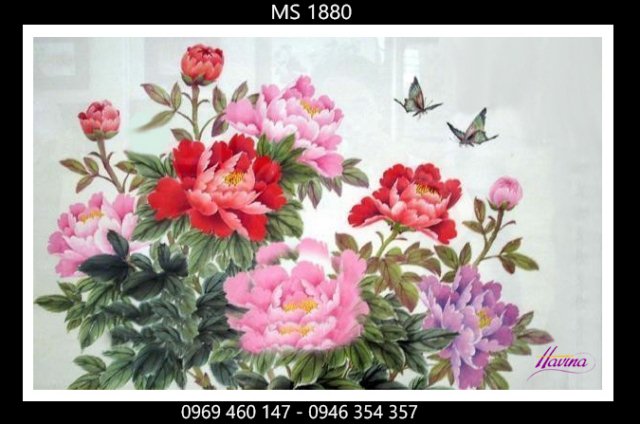 Tranh thêu hoa mẫu đơn 9 bông Tranh thêu hoa mẫu đơn 9 bông