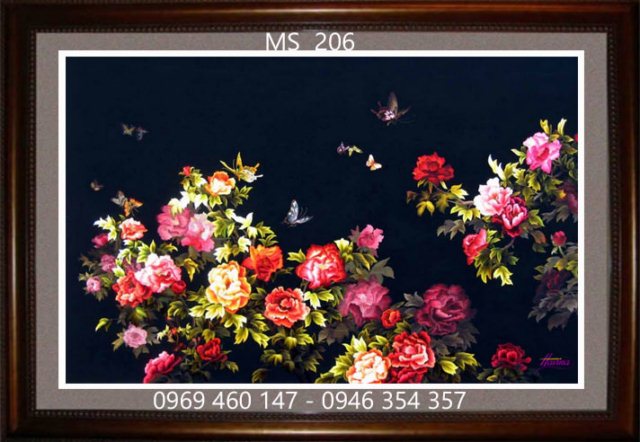 Tranh thêu hoa mẫu đơn Tranh thêu hoa mẫu đơn
