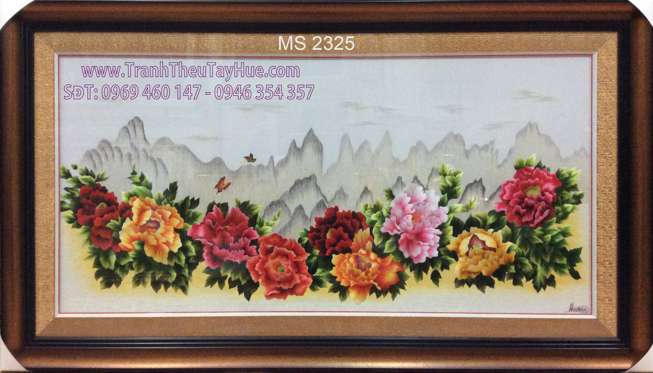 Tranh thêu hoa mẫu đơn ms 2325 Tranh thêu hoa mẫu đơn ms 2325