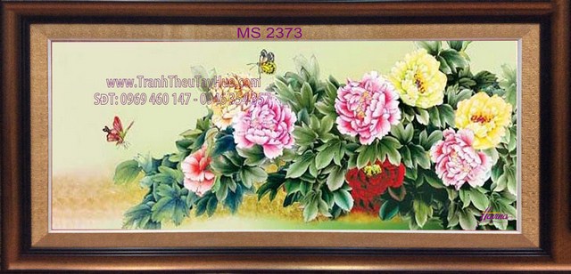 Tranh thêu hoa mẫu đơn 8 bông Tranh thêu hoa mẫu đơn 8 bông