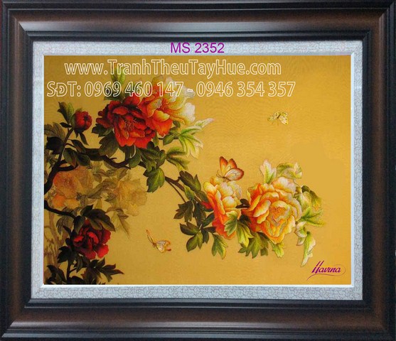 Tranh thêu hoa mẫu đơn 8 bông Tranh thêu hoa mẫu đơn 8 bông