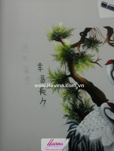 Quá trình thêu tác phẩm tranh thêu tùng hạc mẫu đơn