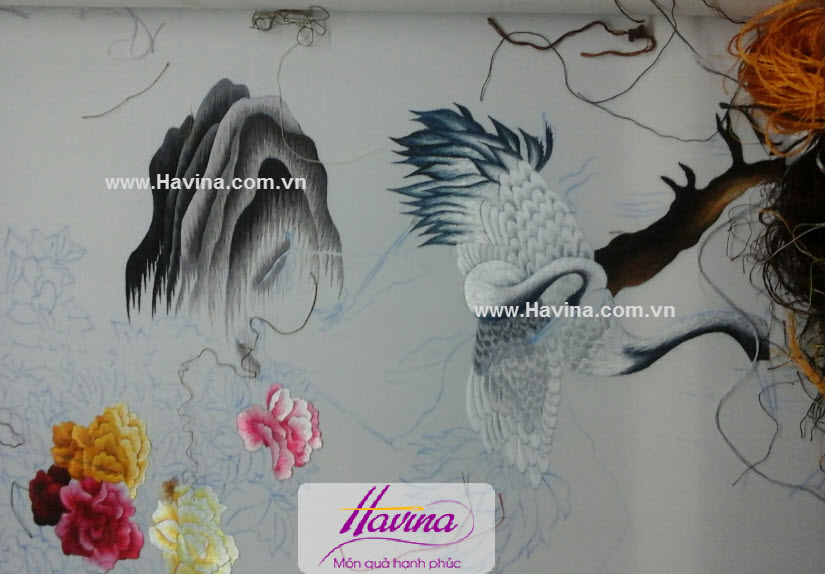 Tranh thêu tùng hạc diên niên