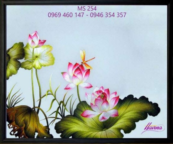 Tranh thêu hoa sen MS 254 Tranh thêu hoa sen MS 254