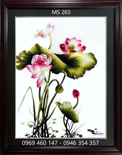 Tranh thêu hoa sen Tranh thêu hoa sen