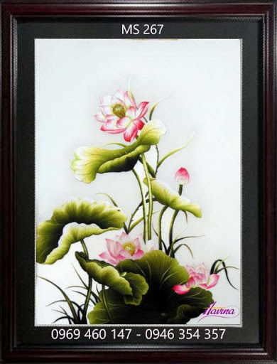 Tranh thêu hoa sen