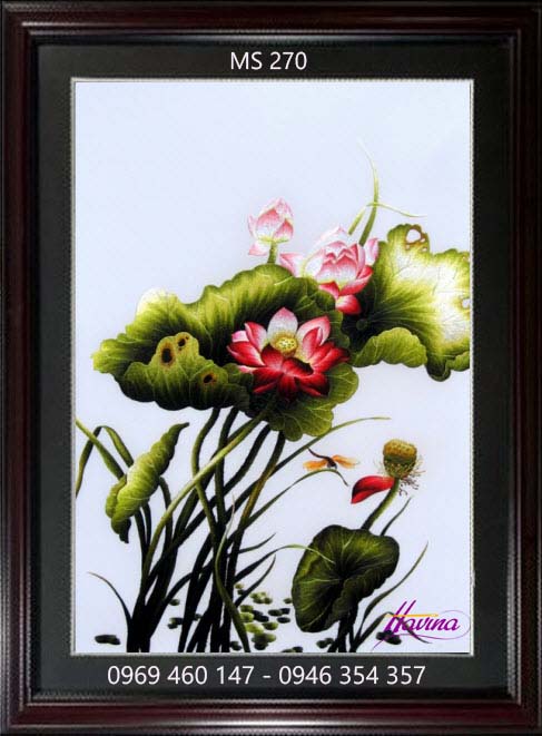 Tranh thêu hoa sen