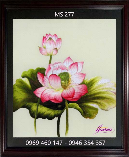 Tranh thêu hoa sen Tranh thêu hoa sen