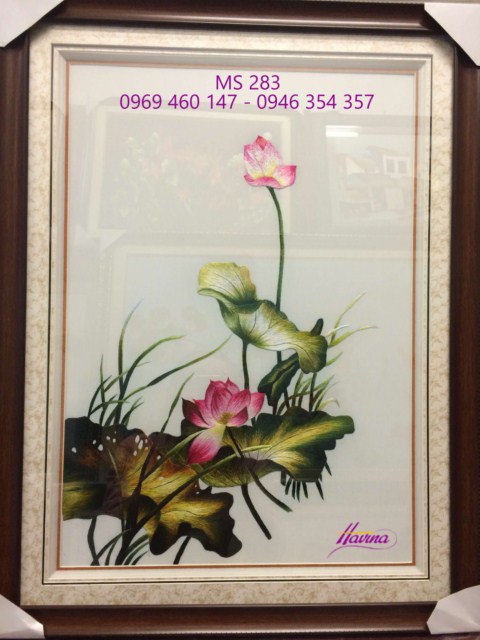 Tranh thêu hoa sen  Tranh thêu hoa sen
