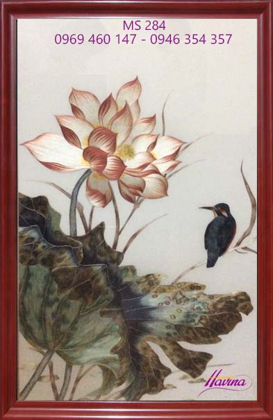 Tranh thêu hoa sen