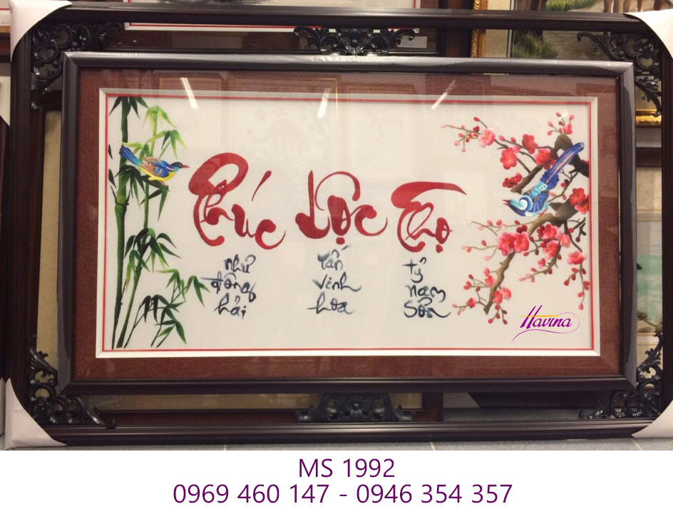 Tranh thêu thư pháp phúc lộc thọ mừng ông bà Tranh thêu thư pháp phúc lộc thọ mừng ông bà