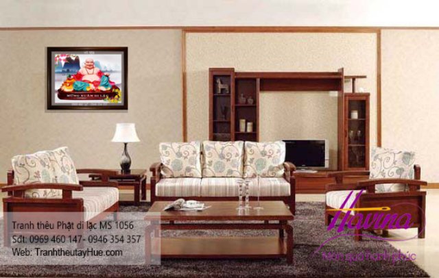 Tranh thêu phật di lặc treo phòng khách