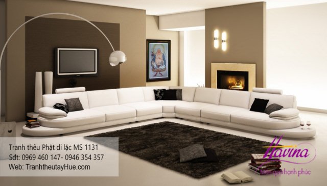 Tranh thêu phật di lặc treo phòng khách