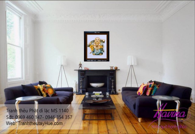 Tranh thêu phật di lặc treo phòng khách