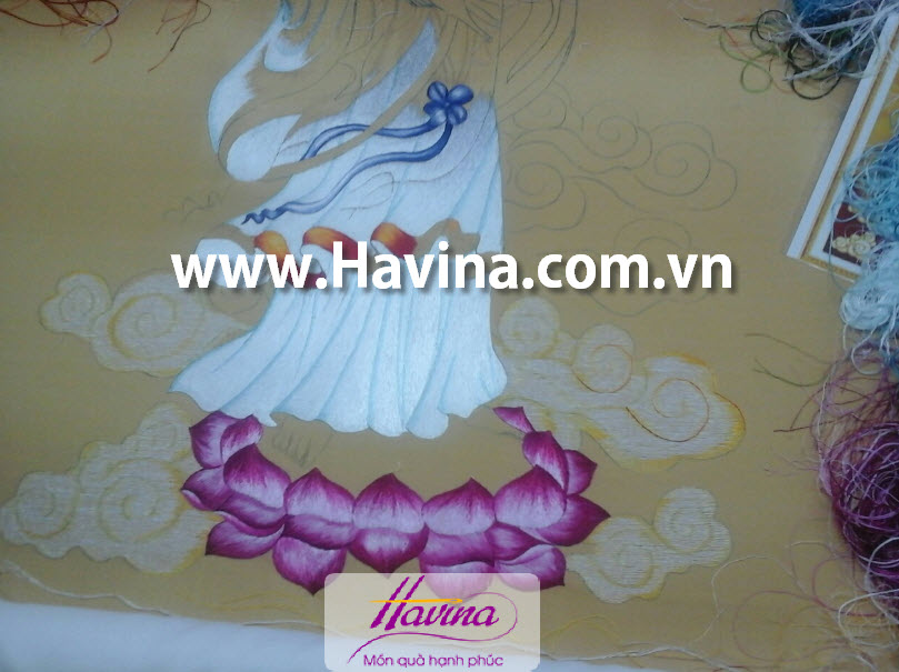Tranh thêu phật quan âm bồ tát