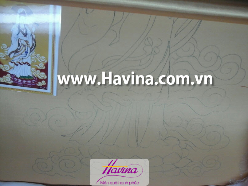 Tranh thêu phật quan âm bồ tát