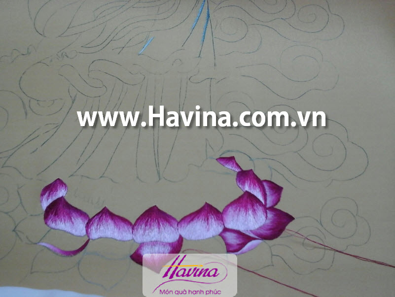 Tranh thêu phật quan âm bồ tát