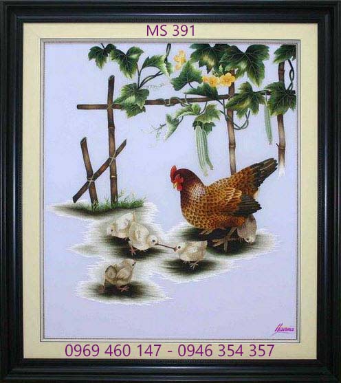 Tranh thêu phong cảnh làng quê Tranh thêu phong cảnh làng quê