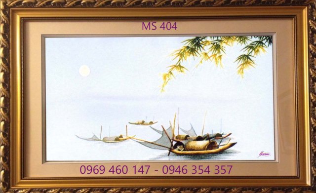 Tranh thêu phong cảnh làng quê  Tranh thêu phong cảnh làng quê