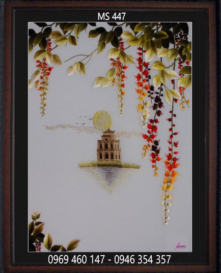 Tranh thêu phong cảnh Hồ Gươm Tranh thêu phong cảnh Hồ Gươm