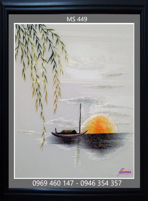 Tranh thêu phong cảnh lúc chiều tàn Tranh thêu phong cảnh lúc chiều tàn