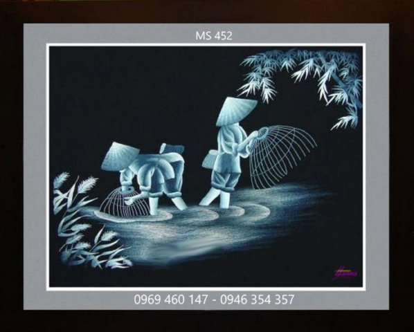 Tranh thêu phong cảnh làng quê Tranh thêu phong cảnh làng quê