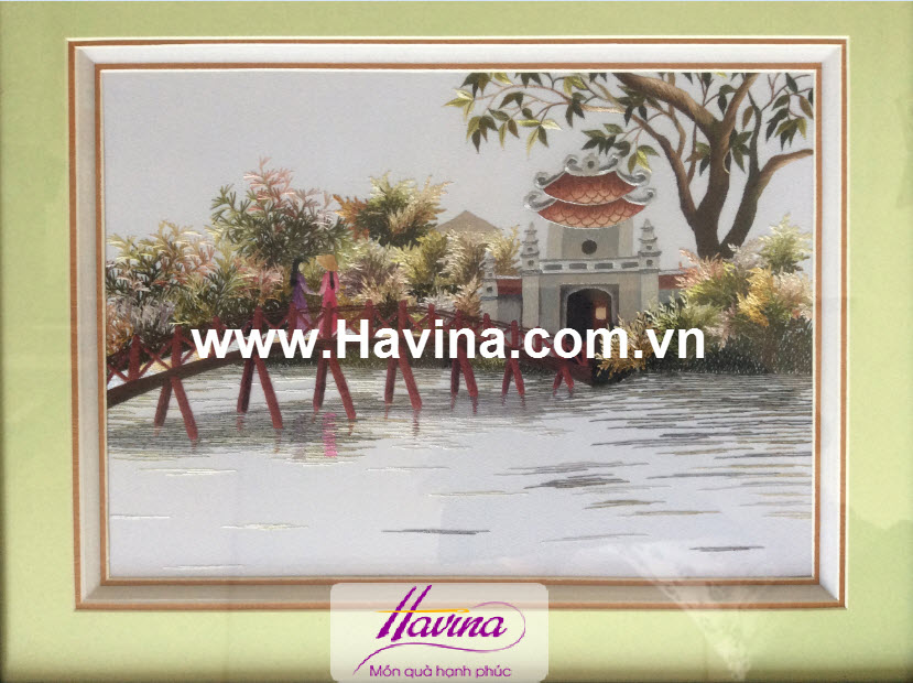 tranh thêu cầu Thê Húc