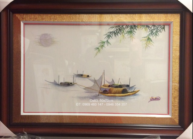 Tranh thêu phong cảnh làng quê Việt Nam Tranh thêu phong cảnh làng quê Việt Nam