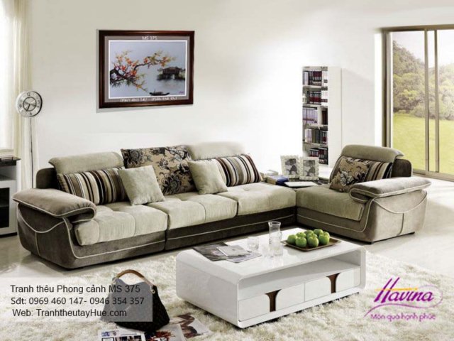 Tranh thêu phong cảnh làng quê