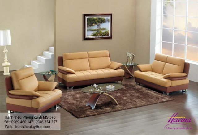 Tranh thêu phong cảnh làng quê treo phòng khách