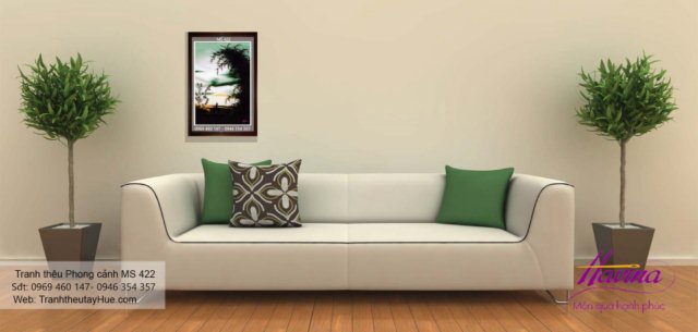 Tranh thêu phong cảnh làng quê treo phòng khách
