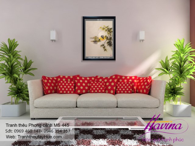 Tranh thêu phong cảnh làng quê