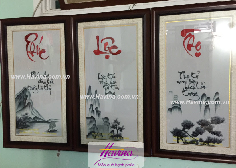 Tranh thêu phúc lộc thọ