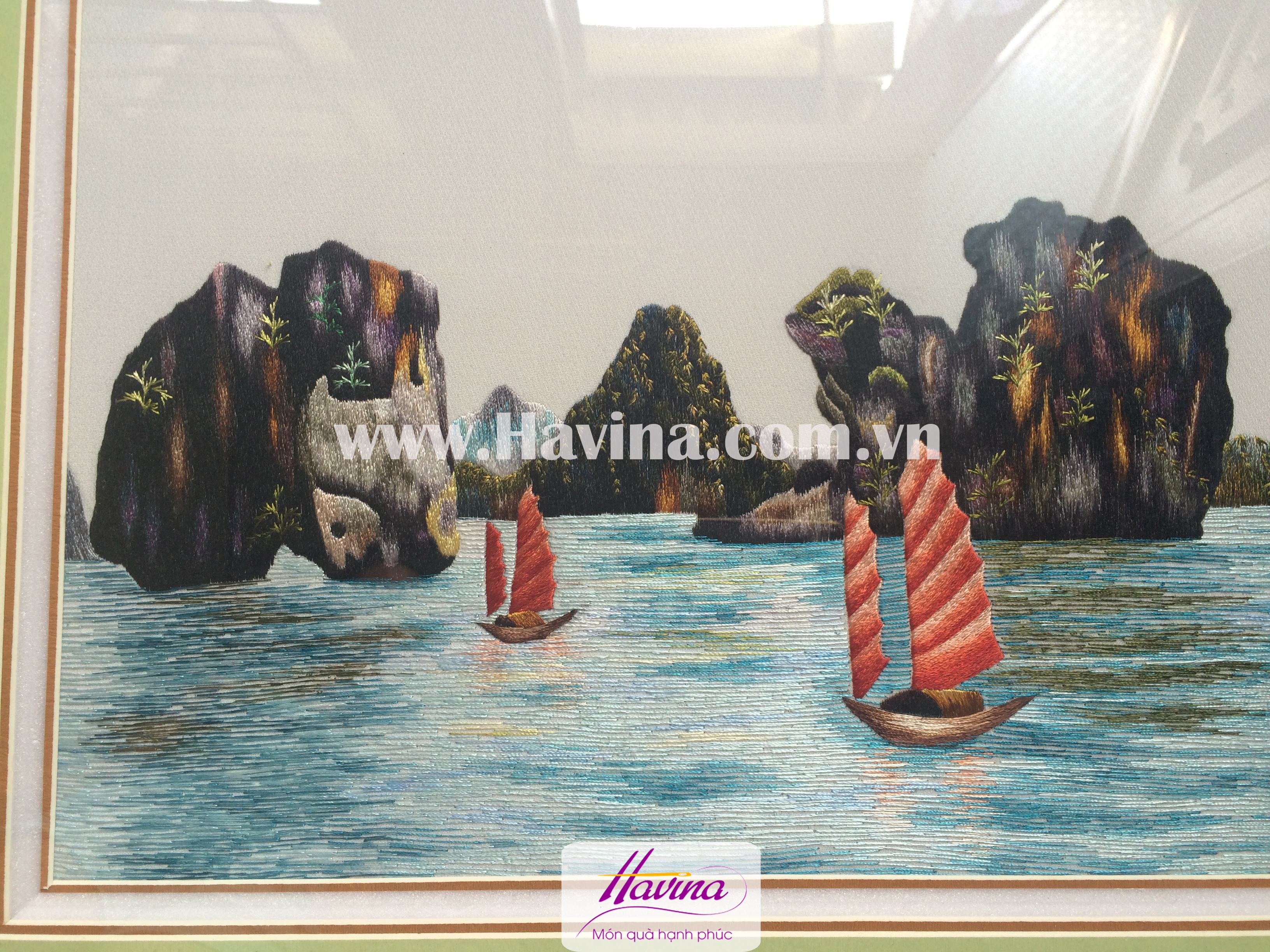 Tranh thêu phong cảnh làng quê Việt Nam