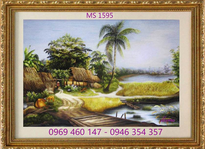 Tranh thêu cảnh làng quê Việt Nam Tranh thêu cảnh làng quê Việt Nam