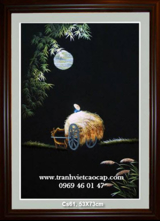 Tranh thêu phong cảnh làng quê Việt Nam Tranh thêu phong cảnh làng quê Việt Nam