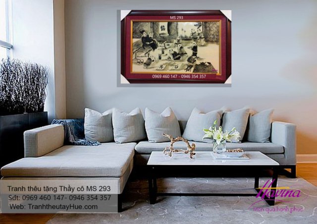 Tranh thêu tặng thầy cô treo phòng khách